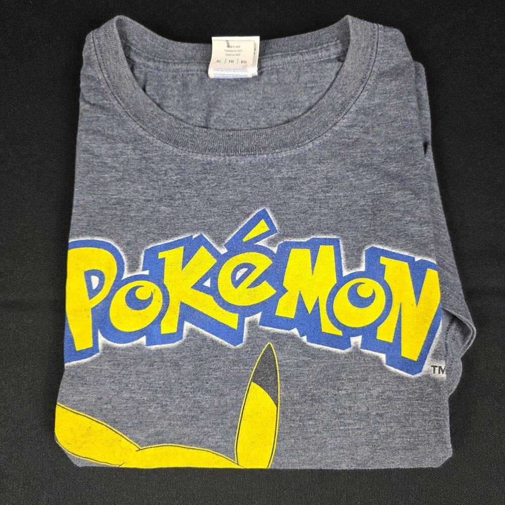 Pokémon T-Shirt Men's Heather Blue XL Pikachu Graphic Tee Short Sleeve
